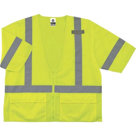 GloWear 8320Z Type R Class 3 Standard Vest - 2-Xtra Large/3-Xtra Large Size - Zipper Closure - Polyester Mesh - Lime - Pocket, M