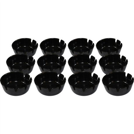Impact Tabletop Ash Tray - Round - Heat Resistant, Lightweight - 1.8" Height x 4.8" Width - Plastic - Black - 12 / Box