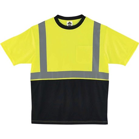 GloWear 8289BK Type R Class 2 Front T-Shirt - Small Size - Polyester - Lime, Black