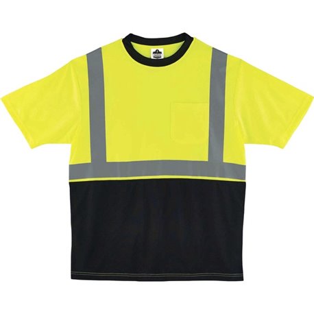 GloWear 8289BK Type R Class 2 Front T-Shirt - Medium Size - Polyester - Lime, Black