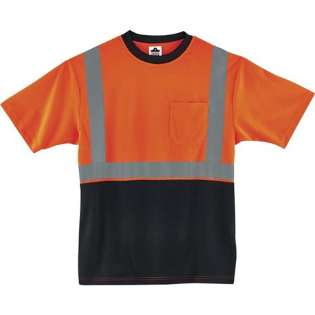 GloWear 8289BK Type R Class 2 Front T-Shirt - Small Size - Polyester - Orange, Black