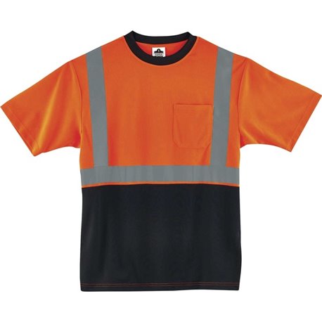 GloWear 8289BK Type R Class 2 Front T-Shirt - 2XL Size - Polyester - Orange, Black