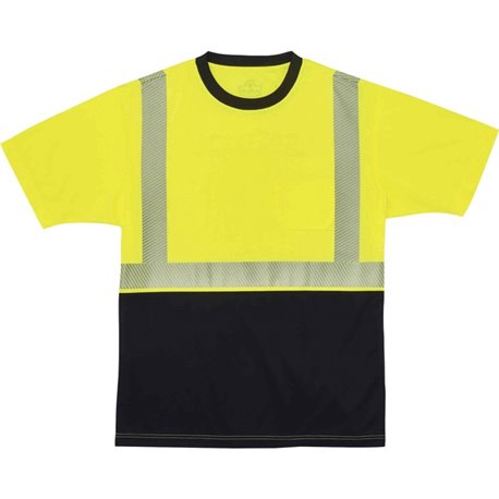 GloWear 8280BK Type R Class 2 Front Performance T-Shirt - Small Size - Polyester - Lime, Black