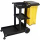 Impact Janitor's Cart with 25-Gallon Yellow Vinyl Bag - Folding Handle - 8" , 2.50" Caster Size - Structofoam, Polyethylene, Vin