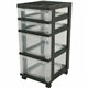 IRIS Mini Storage Cart - 4 Drawer - 4 Casters - Plastic - x 14.3" Width x 12.1" Depth x 26.4" Height - Black - 1 Each