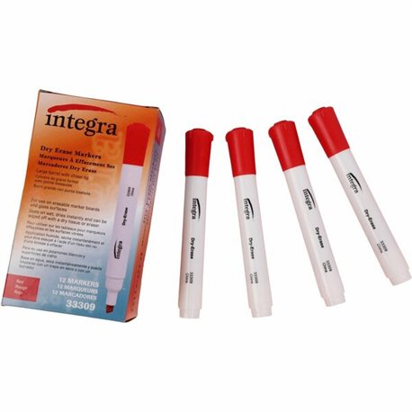 Integra Chisel Point Dry-erase Markers - Chisel Marker Point Style - Red - 1 Dozen