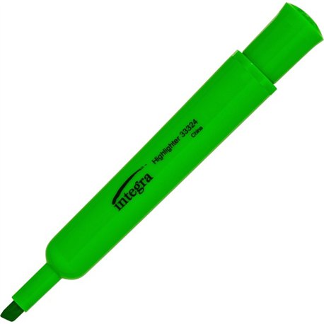 Integra Chisel Desk Liquid Highlighters - Chisel Marker Point Style - Green - 1 Dozen