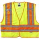 GloWear 8245PSV Type P Class 2 Public Safety Vest - Large/Extra Large Size - Hook & Loop Closure - Poly, Poly - Lime - Reflectiv