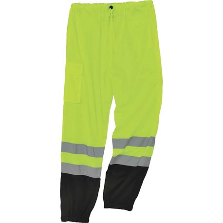 GloWear 8910BK Class E Bottom Hi-Vis Pants - Small/Medium Size - Lime, Black - Polyester Mesh