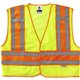 GloWear 8245PSV Type P Class 2 Public Safety Vest - 6-Xtra Large/7-Xtra Large Size - Hook & Loop Closure - Poly, Poly - Lime - R