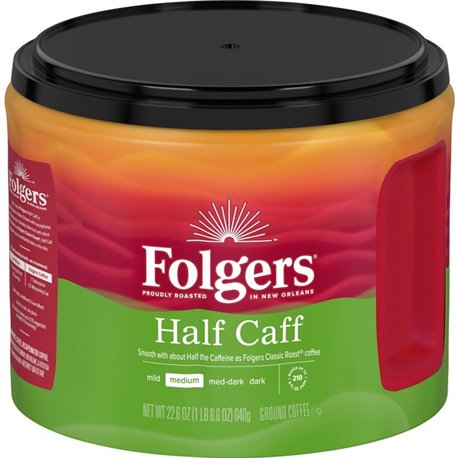 Folgers 1/2 Caff Coffee - Medium - 22.6 oz - 1 Each