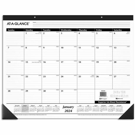 At-A-Glance QuickNotes 2024 Compact Monthly Desk Pad Calendar, Compact, 18" x 11" - Standard Size - Julian Dates - Monthly - 13 