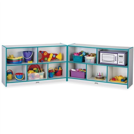 Jonti-Craft Rainbow Accents Fold-n-Lock Storage Shelf - 29.5" Height x 96" Width x 15" Depth - Lockable, Foldable - Teal - Hard 