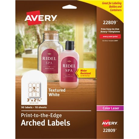 Avery Arched Labels - Sure Feed - Print-to-the-Edge - 3" Width x 2 1/4" Length - Permanent Adhesive - Arched Rectangle - Laser -