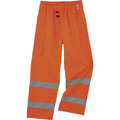 GloWear 8915 Class E Rain Pants - For Rain Protection - Small (S) Size - Orange - Polyurethane, 300D Oxford Polyester, Polyester