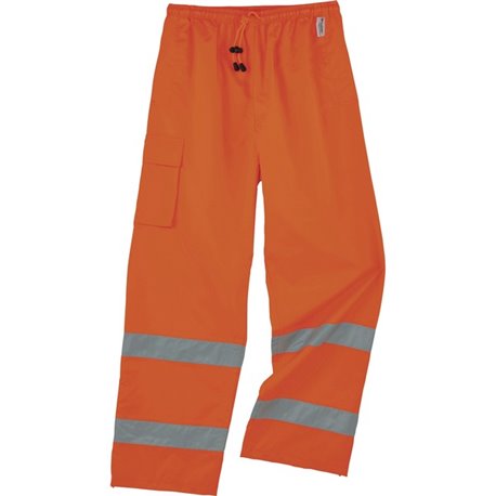 GloWear 8915 Class E Rain Pants - For Rain Protection - Medium (M) Size - Orange - 300D Oxford Polyester, Polyurethane, Polyeste