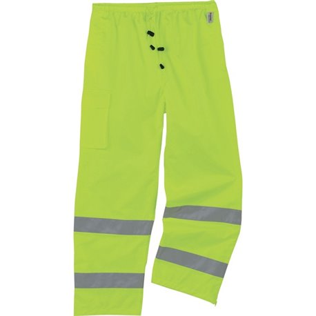 GloWear 8915 Class E Rain Pants - For Rain Protection - Large (L) Size - Lime - 300D Oxford Polyester, Polyurethane, Polyester M