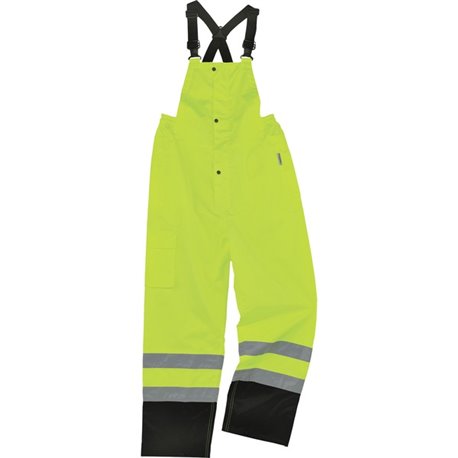 GloWear 8918BK Class E Bottom Rain Bibs - Bib Overall - XX-Large - Lime - 300D Oxford Polyester, Polyurethane