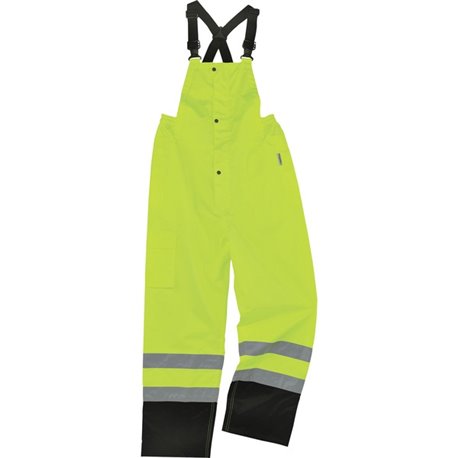 GloWear 8918BK Class E Bottom Rain Bibs - Bib Overall - 3XL - Lime - 300D Oxford Polyester, Polyurethane