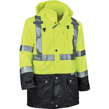 GloWear 8365BK Type R Class 3 Front Rain Jacket - Recommended for: Construction, Utility, Emergency, Airline Crew, Railway Worke