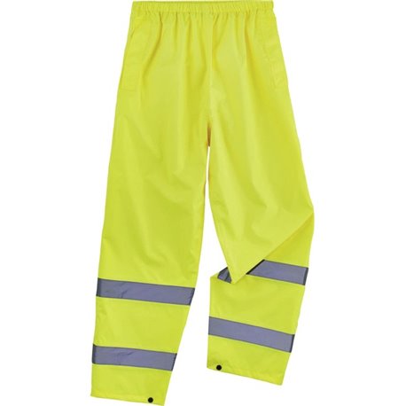 GloWear 8916 Lightweight Hi-Vis Rain Pants - Class E - For Rain Protection - Small (S) Size - Lime - Polyurethane, 150D Oxford P