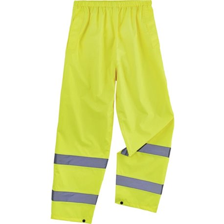 GloWear 8916 Lightweight Hi-Vis Rain Pants - Class E - For Rain Protection - Large (L) Size - Lime - Polyurethane, 150D Oxford P