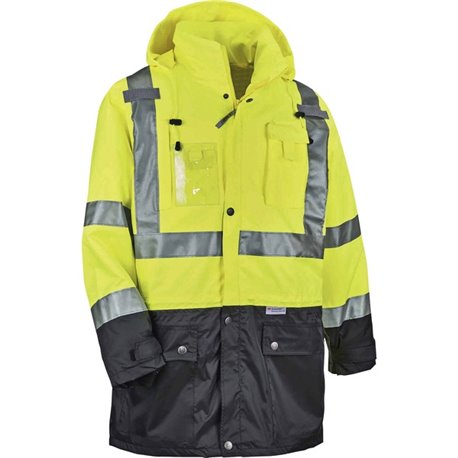 GloWear 8386 Type R Class 3 Outer Shell Jacket - Large Size - Rain, Dirt Protection - Zipper Closure - Polyurethane, Polyester M