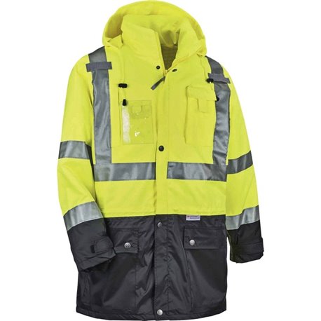 GloWear 8386 Type R Class 3 Outer Shell Jacket - Extra Large Size - Rain, Dirt Protection - Zipper Closure - Polyurethane, Polye