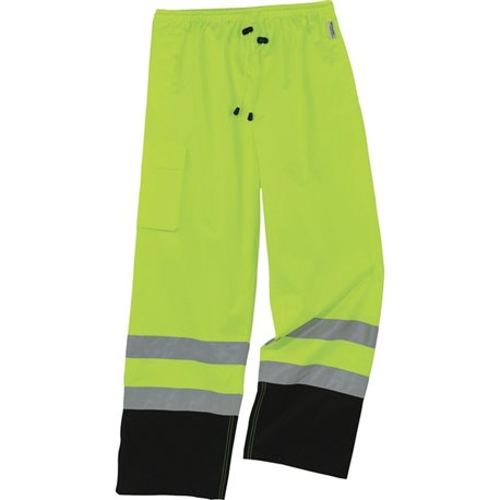 GloWear 8915BK Class E Bottom Rain Pants - For Rain Protection - Small (S) Size - Lime - 300D Oxford Polyester, Polyurethane, Po