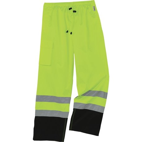 GloWear 8915BK Class E Bottom Rain Pants - For Rain Protection - Medium (M) Size - Lime - 300D Oxford Polyester, Polyurethane, P