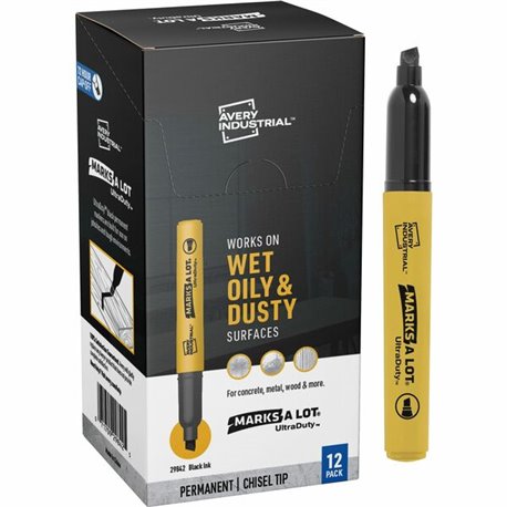 Avery Ultra Duty Marks-A-Lot Permanent Markers - 5mm Marker Point Size - Chisel Marker Point Style - Black - 12 / Carton