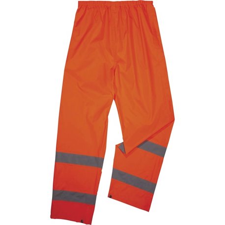 GloWear 8916 Lightweight Hi-Vis Rain Pants - Class E - For Rain Protection - Small (S) Size - Orange - Polyurethane, 150D Oxford