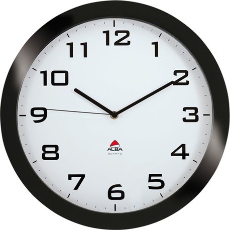 Alba Wall Clock - Analog - Quartz - Black