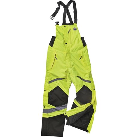 GloWear 8928 Class E Insulated Bibs - Bib Overall - Small - Lime - Polyurethane, 300D Oxford Polyester