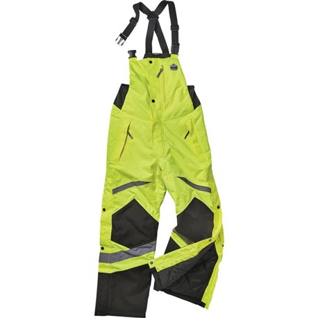 GloWear 8928 Class E Insulated Bibs - Bib Overall - XXX-Large - Lime - Polyurethane, 300D Oxford Polyester