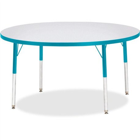 Jonti-Craft Berries Adult Height Color Edge Round Table - For - Table TopLaminated Round, Teal Top - Four Leg Base - 4 Legs - He