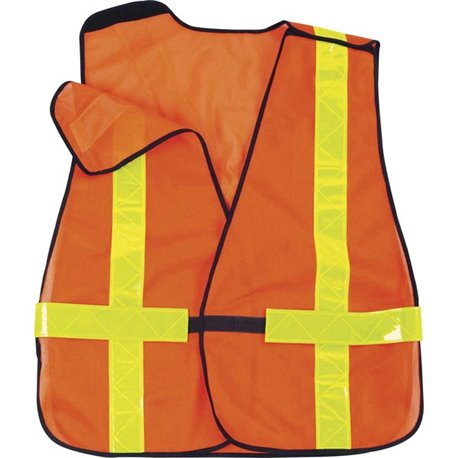 GloWear 8080BAX Non-Certified X-Back Vest - Hook & Loop Closure - Polyester Mesh - Orange - Reflective - 1 Each