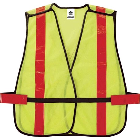 GloWear 8080BAX Non-Certified X-Back Vest - Hook & Loop Closure - Polyester Mesh - Lime - Reflective - 1 Each