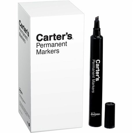 Avery Large Desk-Style Permanent Markers - 120.9675 mm Marker Point Size - Chisel Marker Point Style - Black - 1 Dozen