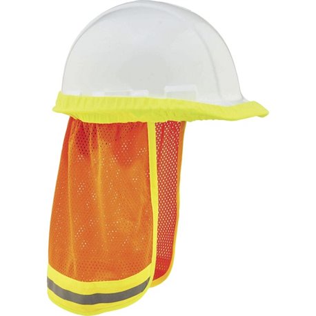 GloWear 8005 HI-VIS Mesh Neck Shade W/ Reflective - 10" Width x 1" Height x 8" Length - 6 / Carton - Orange - Elastic, Plastic, 