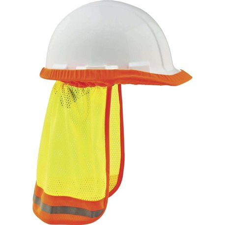 GloWear 8005 HI-Vis Mesh Neck Shade W/ Reflective - 10" Width x 1" Height x 8" Length - 6 / Carton - Lime - Elastic, Plastic, Me