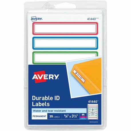 Avery Kids Gear Durable Labels - 5/8" Height x 3 1/2" Width - Permanent Adhesive - Rectangle - Laser, Inkjet - Matte - Assorted 