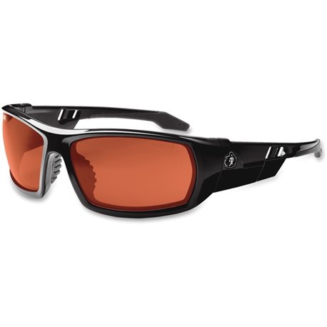 Ergodyne Skullerz Odin Copper Lens Safety Glasses - Ultraviolet Protection - Black - Copper Lens - Durable, Flexible, Non-slip, 