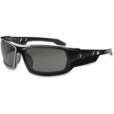 Ergodyne Skullerz Odin Smoke Lens Safety Glasses - Ultraviolet Protection - Black - Smoke Lens - Durable, Flexible, Non-slip, Sc