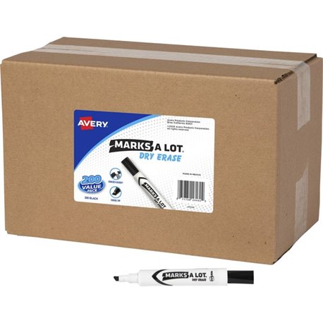 Avery Marks-A-Lot Value Pack Dry Erase Markers - Chisel Marker Point Style - Black - 200 / Carton