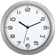 Alba Wall Clock - Analog - Quartz - White Main Dial - Metallic Gray - Classic Style