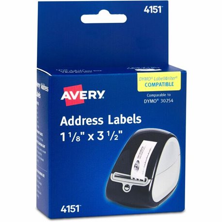 Avery Direct Thermal Roll Multipurpose Labels - 3 1/2" Width x 1 1/8" Length - Permanent Adhesive - Rectangle - Direct Thermal -