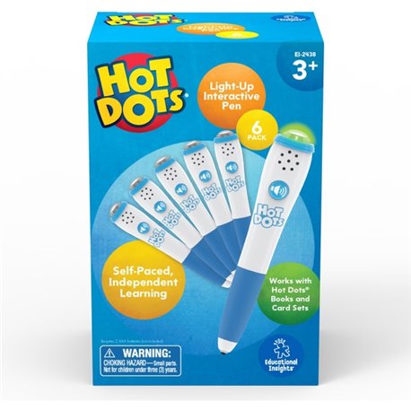 Hot Dots Light-Up Interactive Pen, Pack of 6 - Theme/Subject: Fun - Skill Learning: Sound, Audio Feedback, Visual, Light - 3-7 Y