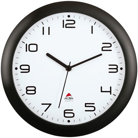 Alba Wall Clock - Analog - Quartz - White Main Dial - Black - Classic Style