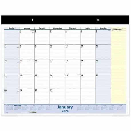 At-A-Glance Desk Pad Calendar - Standard Size - Julian Dates - Monthly - 12 Month - January 2024 - December 2024 - 1 Month Singl
